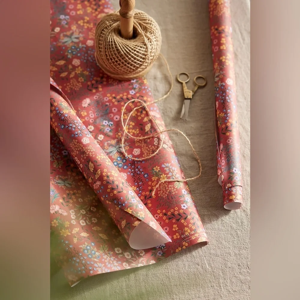 Anthropologie Red Plum Wrapping Paper NIP Set of 5 Rolls